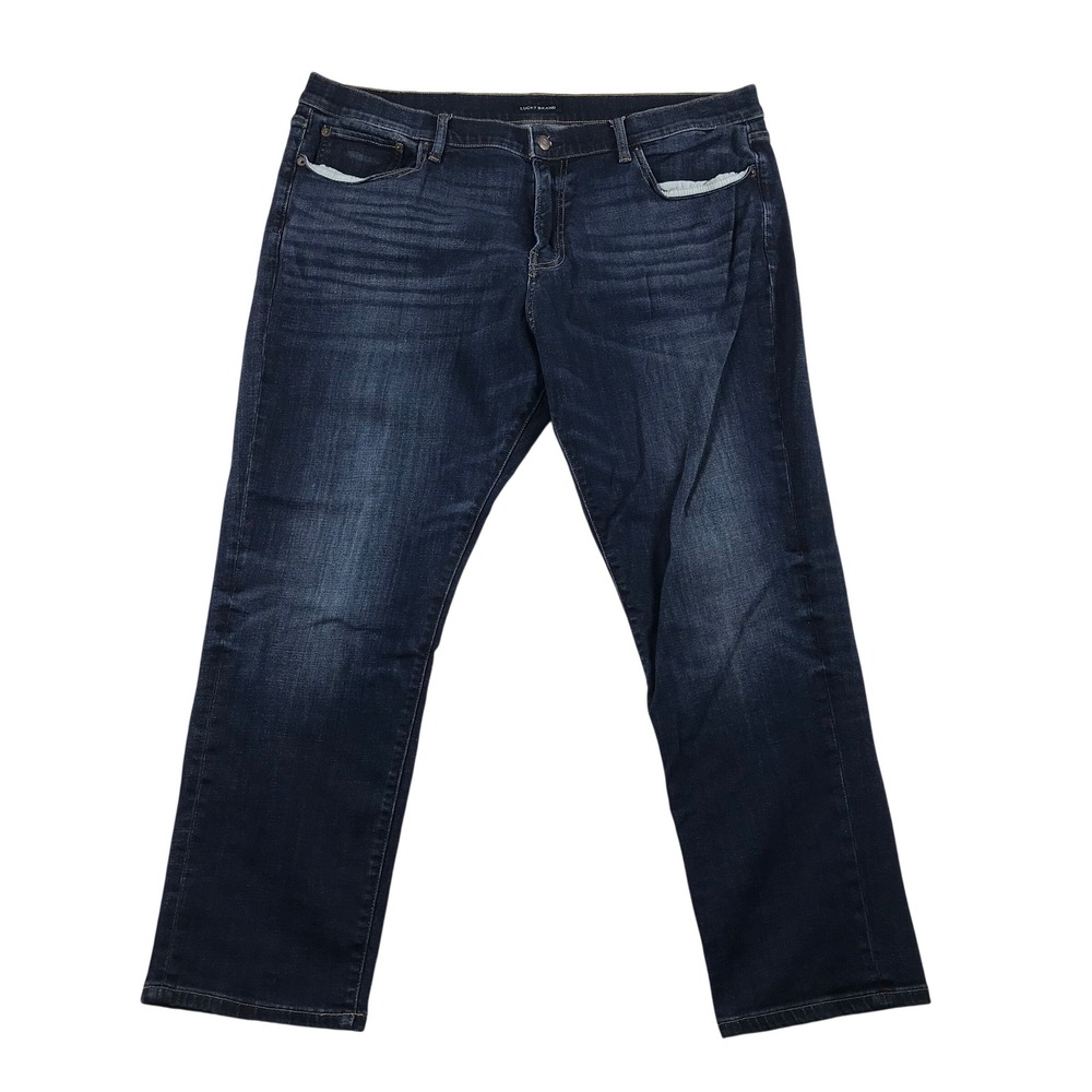 Lucky Brand Mens Dark Wash Straight Leg Stretch Jeans Blue W40 L30 Coolmax Denim